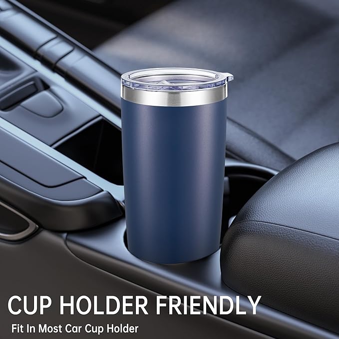 20 oz Tumblers Bulk Stainless Steel Tumbler with Lid Double Wall Vacuum Insulated Coffee Mug 20oz Powder Coated Cup for Hot and Cold Drinks, Navy, 12 pack - Bloomnest