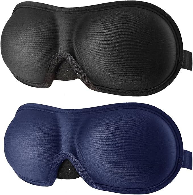 3D Eye mask for Sleeping,Machine Washable, Sleep Mask for Women, Blinder Blindfold Airplane (black+navy) - Bloomnest