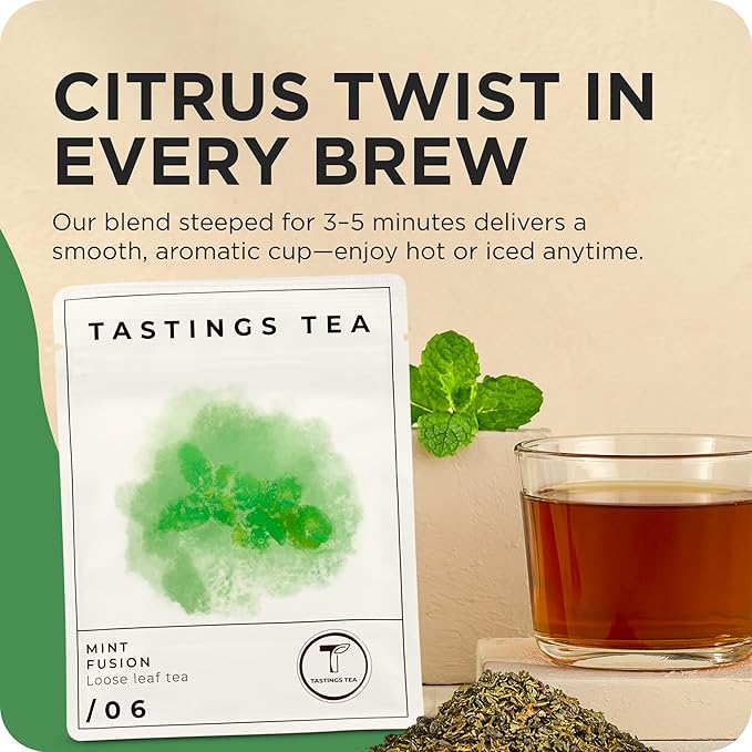Tastings Tea Mint Fusion - 3.5oz Loose Leaf | Energising Boost | Small-Batch Freshness - Bloomnest