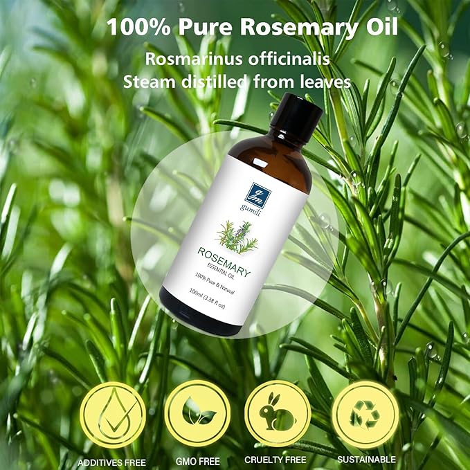 Rosemary Essential Oil, Pure Undiluted Rosemary Oil for Hair Growth, Diffuser, Skin, Spray - 100ml - Bloomnest