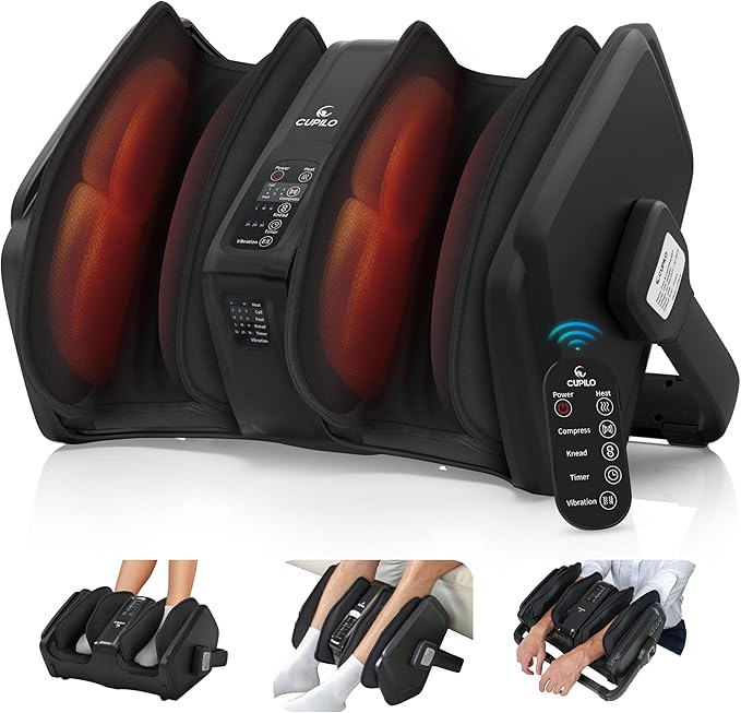 Shiatsu Foot Massager with Heat, FSA Eligible Electric Foot Calf Massager with Remote, Multi-Level Compression Deep Kneading Feet Massage Machine for Neuropathy Plantar Fasciitis Circulation - Bloomnest