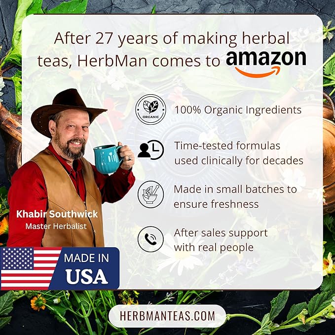 HAPPY TEA — Pleasant Organic Herbal Blend for a Feel-Good Daily Boost — by Master Herbalist Khabir — 100% Organic, Non-GMO, No Additives - Bloomnest