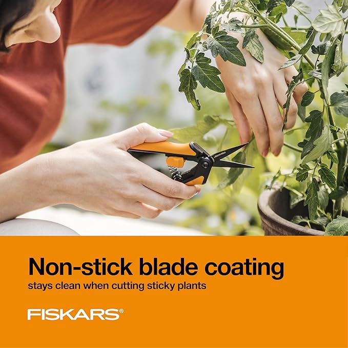 Fiskars Pruning Snips - 6" Garden Shears with Comfort Grip and Spring Action - Sharp and Precise Non-Stick Steel Blades - Quality Pruning Shears for Plants in Grow Tents and Hydroponics - 2 Pack - Bloomnest