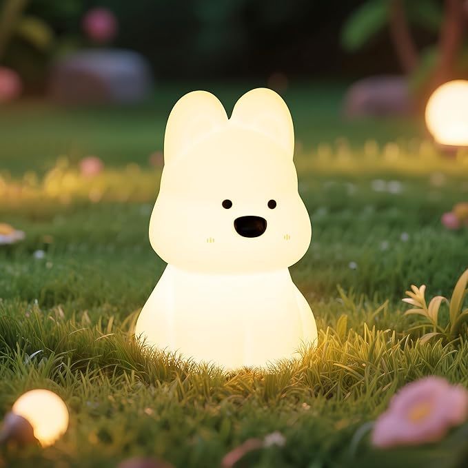 Night Light for Kids, Rechargeable Dimmable Silicone LED Nightlight with 7 Colors, Baby Nursery Night Lamp, Touch Squishy Lamp, Cute Gifts for Girls, Boys, Toddler Room Decor, Dog - Bloomnest