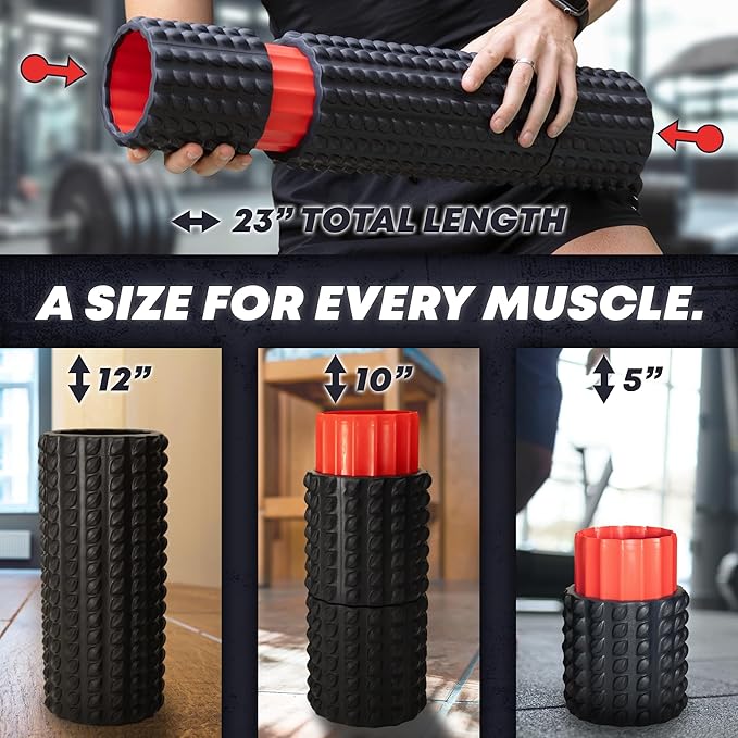 5-in-1 Long Foam Roller, 23" Long Back Roller for Physical Therapy with 5 Different Length Options, Muscle Trigger Points - Relieves Pain with Muscle Massage: Back, Shoulder, Foot, Legs, Arms, Neck - Bloomnest