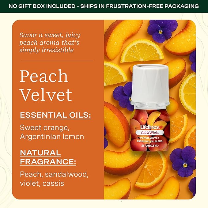 Lifelines ClickWick Essential Oil Blends for Lifelines Diffusers, 3-Pack Peach Velvet Set – Essential Oil Blend Refill for Candle, Plant & Shower Aromatherapy Diffuser – Fragrance for Diffusers - Bloomnest