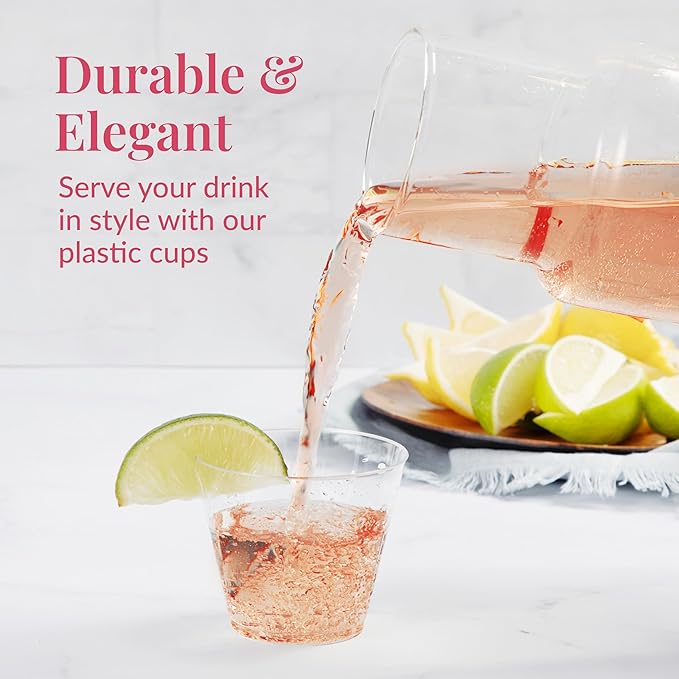 Small Clear Plastic Cups - 5 oz. 200 Pack - Hard Disposable Cup - Wine and Plastic Cocktail Glasses - Drinking and Party Punch Cups and Bulk Wedding Tumblers - Bloomnest