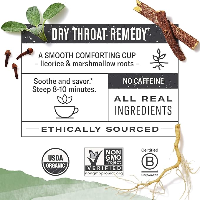 Numi Organic Throat Soother Herbal Tea – 48 Herbal Tea Bags – Caffeine Free Blend with Sage Licorice Marshmallow Root Cinnamon & Clove for Smoothing & Soothing Throat Comfort - Bloomnest
