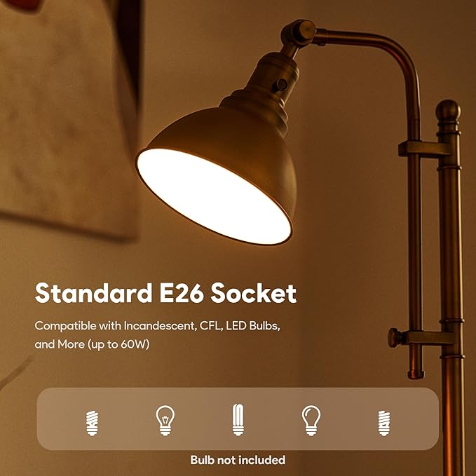 VONLUCE Rustic Desk Lamp Gold Adjustable, Industrial Style Metal Task Lamps 25"-29", Vintage Work Light, Farmhouse Reading Lamp in Brushed Gold Finish, ETL Certificate - Bloomnest