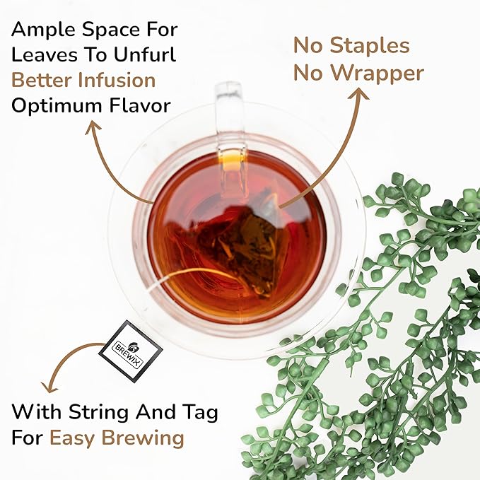 BREWIX, Peach Black Tea (25 Pyramid Bags) | Premium Black Tea with Peach | Floral & Refreshing | Iced or Hot | Caffeinated And Sugar-Free - Bloomnest