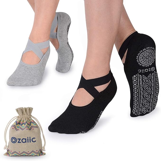 Ozaiic Pilates Socks for Women Non Slip Grip, Yoga Socks with Grippers for Barre, Hospital, Ballet, Dance, Barefoot Workout - Bloomnest