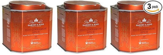 Harney & Sons Hot Cinnamon Spice Tea - 30 Tea Sachets (Pack of 3) - Black Tea with Oranges & Sweet Cloves - Bloomnest