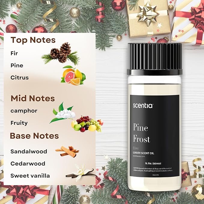 Scentia Pine Frost Essential Oil – 50ml Christmas Diffuser Oil | Crisp Winter Blend with Fir, Pine, Citrus & Vanilla | Holiday Aromatherapy for Gifting, Candles & DIY Soaps Scentia