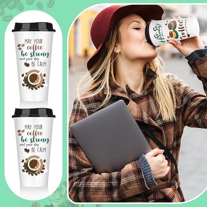 Pickmesh 12 Pack Christmas Reusable Coffee Cups Gift for Women 16 oz Coffee Cup Tumblers with Lid Plastic Cups Travel Mug Thank You Gifts for Hot and Cold Drinks(Thanks) - Bloomnest