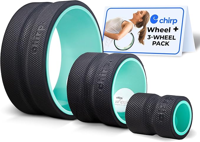 Chirp Wheel Foam Roller - Targeted Back Foam Roller for Back Pain Relief, Deep Tissue Muscle Massage, Trigger Point Round High Density for Physical Therapy & Exercise, 3-Pack Mint
