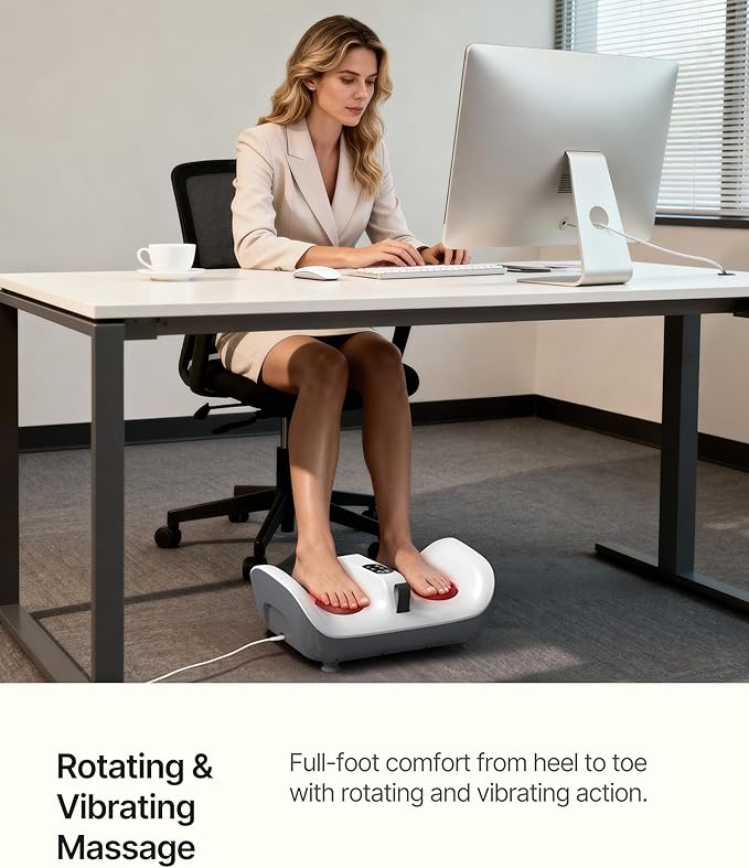 TheNeat Foot Massager Machine with Heat, Vibration, Shiatsu Foot Calf Massager, Kneading Massage, Suitable for Home & Office, 2 Speed Options, NeatVibe - Bloomnest