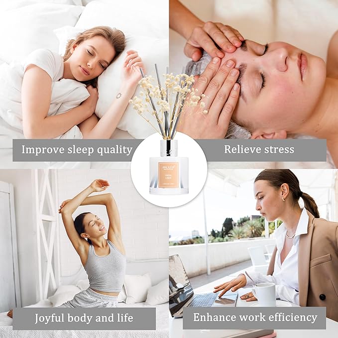 Airkeep Reed Diffuser Set,3.38 fl oz (100 ml) - Moss Eucalyptus Oil Diffusers with 8 Reed Sticks, Home Fragrance Reed Diffuser for Bathroom Shelf Decor Airkeep