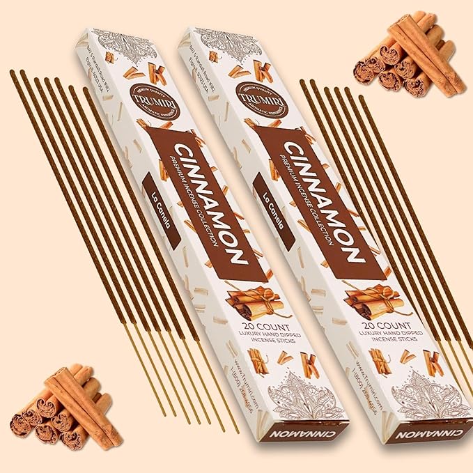 Cinnamon Incense Sticks - Incienso de Canela - Total 40 Insence-Sticks - Dual Pack of 20 Insense - Inciensos - Inscents - Natural Non Toxic Ingredients - Incents - Incence - Inscense TRUMIRI