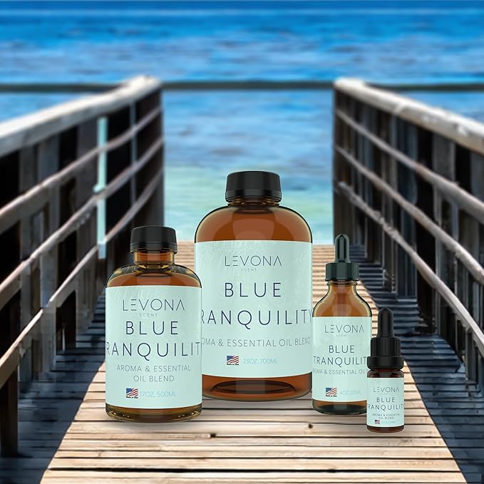 Levona Scent Essential Oil - Fresh Aroma for Home, Office, Hotel & Spa, Perfect in Humidifiers and Diffusers, Luxury Fragrance, with Coastal Breeze & Citrus Notes - 700ml/ 23 fl oz, Blue Tranquility LEVONASCENT