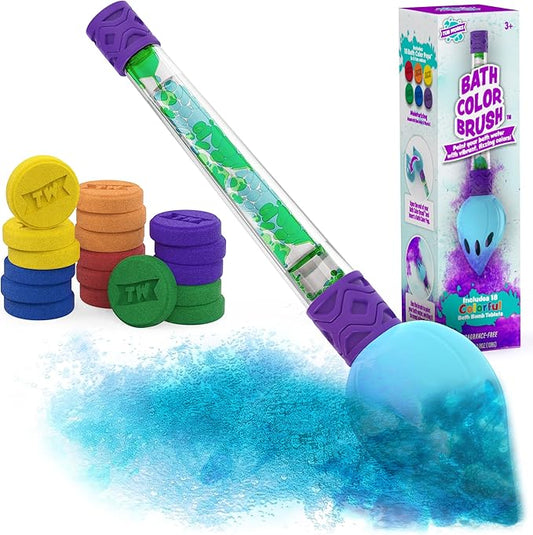 Tub Works® Bath Color Brush™ Kids Bath Bomb Set | Nontoxic & Fragrance-Free | Use Brush to Paint Water with Vibrant, Fizzing Colors | Fun BathBombs for Kids Bath | Creative Bathtub Toys for Toddlers - Bloomnest