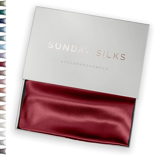 SUNDAYSILKS™ Premium Silk Pillow Cases | 100% Mulberry Silk Pillowcase with Zipper, All Sides Real 22 Momme Grade 6A Silk, Standard Queen, King Size [Pinot] - Bloomnest