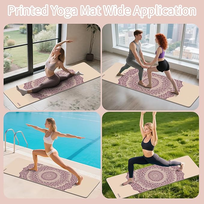 HAHE Yoga Mat Thick (8MM,1/3"), Eco-Friendly POE Non Slip Yoga Mat, High Rebound & Shock Absorption, Anti-Tear & Sweat-Resistant for Yoga, Fitness, Home, Workouts, Large Pilates Mats 72"x24" with Carrying Strap - Bloomnest