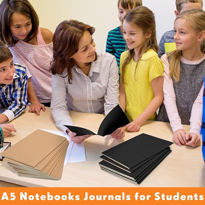 Mimorou 100 Pcs Journals Notebooks Bulk - Kraft Softcover A5 Small Notebooks 5.5 Inch x 8.3 Inch Notepads with 60 Page 30 Sheet for Writing Sketch Travel Office Supplies(Black, Brown,Lined) - Bloomnest