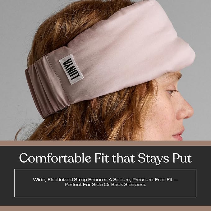 Lunya Washable Silk Sleeping Mask – Thermoregulating Mulberry Silk, Light Blocking and Comfortable Fit – Sleep Mask for Women and Men with Box – Delicate Pink – Small - Bloomnest