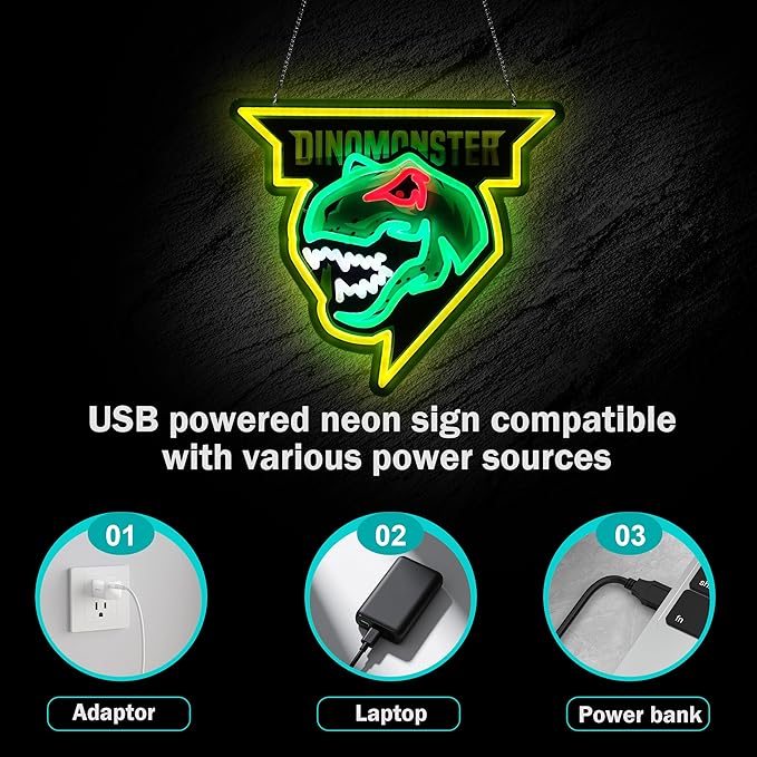 Dinosaur Neon Sign,Innovative Integral Forming Process,With Dimmable Switch For All Holiday Party and Home Decoration - Bloomnest