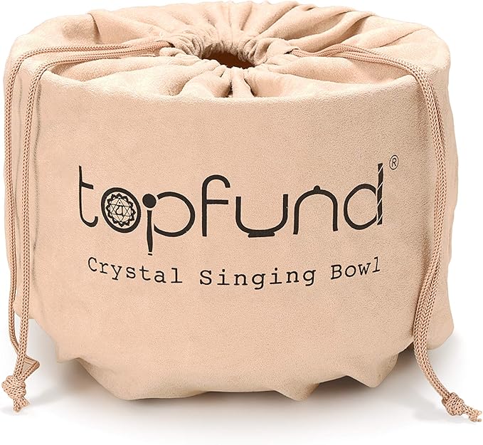 TOPFUND F Note Heart Chakra Crystal Singing Bowl 10 Inch with Heavy Duty Carrying Case and Suede Mallet