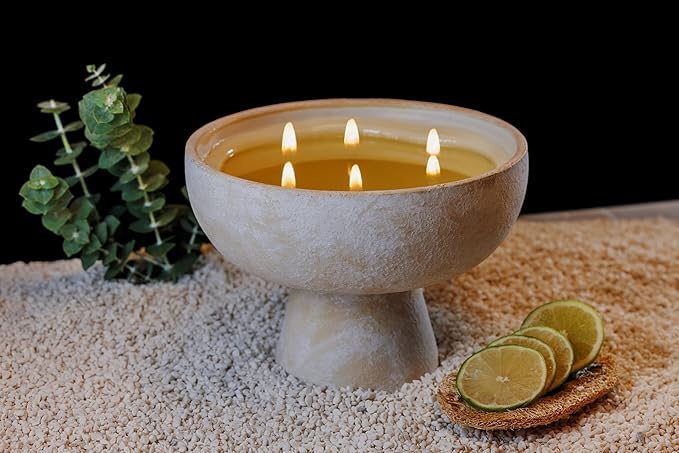 BLUEME Focus - Eucalyptus & Lime, Luxury Candle w/Essential Oils, 6 Wick, Hand-Poured Soy, Cotton Wick, Ceramic - Bloomnest