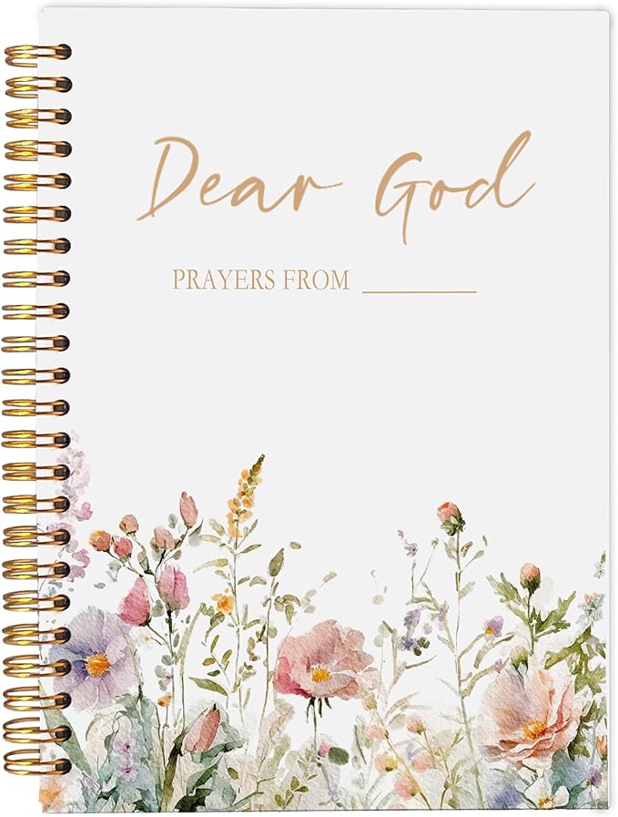 Floral Christian Notebook Journal - Dear God Prayer Journal,Christian Gifts for Women, Bible Journal Notebooks for Note Taking, Bible Journaling Notebook, Spiral Notebook 5.5x8.3 - Bloomnest