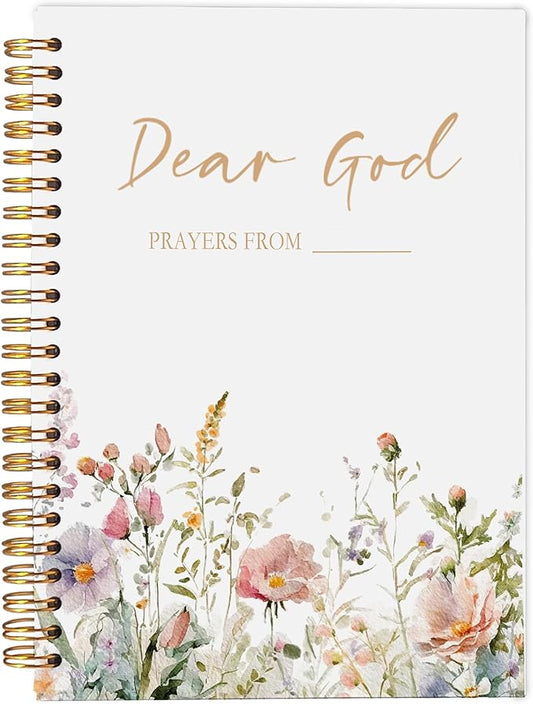 Floral Christian Notebook Journal - Dear God Prayer Journal,Christian Gifts for Women, Bible Journal Notebooks for Note Taking, Bible Journaling Notebook, Spiral Notebook 5.5x8.3 - Bloomnest
