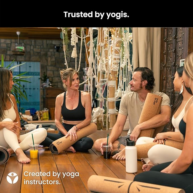 Luxury Cork Yoga Mat - Non Slip, Extra Thick Grip. Thicker, Longer, and Wider for More Comfort and Support. Tough Enough For Hot Yoga. Natural, Non Toxic, and Eco Friendly. Optional Alignment Lines. - Bloomnest