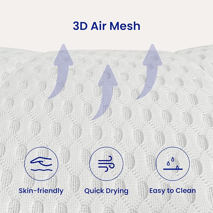 Bath Pillows for Tub Full Body, Large Mesh tub Pillow for Bathtub for Head, Neck and Back Support with Laundry Bag and Hanger for Quick Drying White - Bloomnest