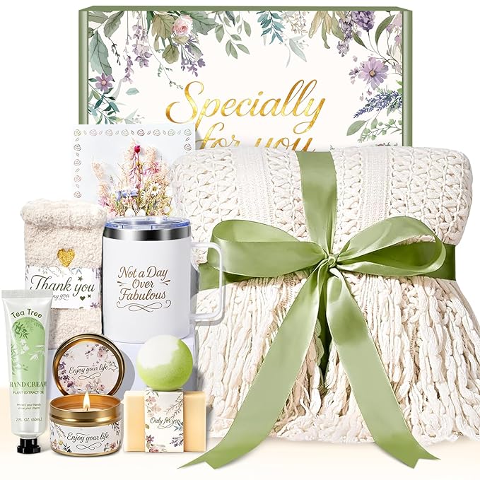 Valentines Day Gifts for Her Mom Wife, Birthday Gifts for Women Spa Care Package, Get Well Soon Gift Baskets Thinking of You Sympathy Gift Box for Friend, Sister, Wife (Ivory) - Bloomnest