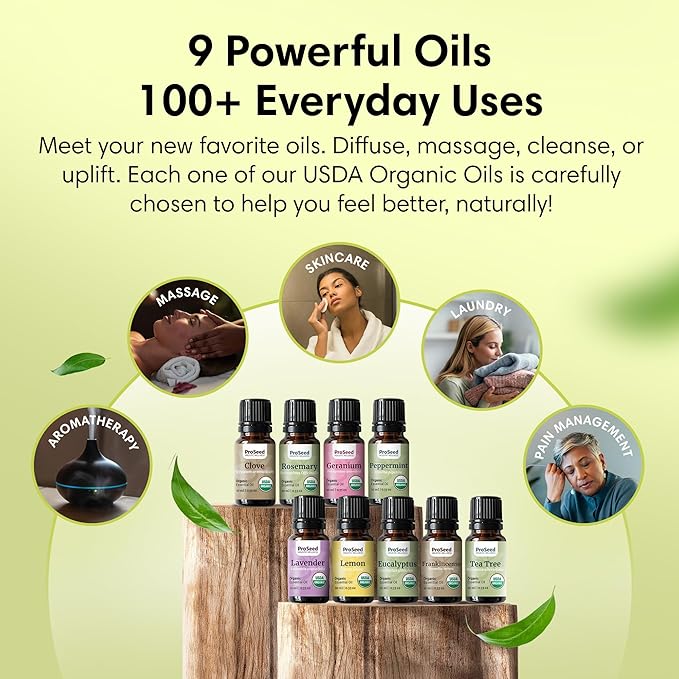 ProSeed Organic Essential Oil – Steam Distilled for Aromatherapy, Calm & Skin Care – Non-GMO, Handmade 10ml (0.33oz) (Tea Tree) - Bloomnest