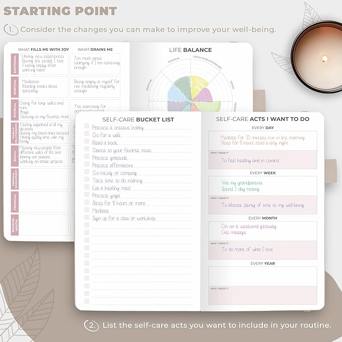 Clever Fox Self-Care Journal Pocket – Daily Reflection Notebook – Mental Health & Personal Development Planner, Meditation & Mood Log (Seashell) - Bloomnest