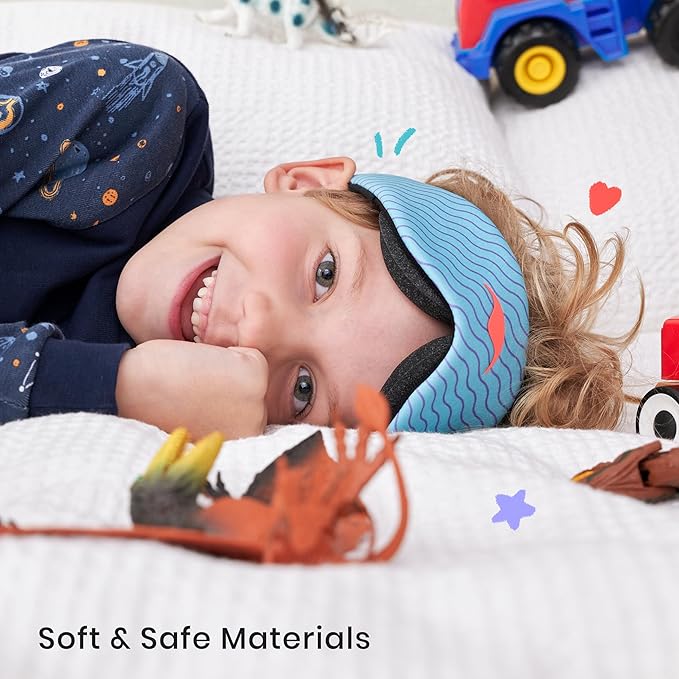 Manta Kids Sleep Mask - Comfy & Cute Blackout Sleeping Mask with Adjustable Eye Cups, Soft & Breathable Machine Washable Kids Eye Mask for Girls, Boys, Toddler Aged 6+ (Arctic Blue) - Bloomnest