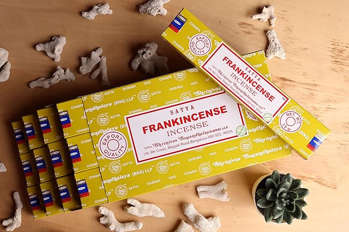 EARTH Satya Frankincense Incense Sticks 15 GMS (Pack of 12) (Green Certified) Indian Perfumed Hand Rolled Agarbatti Perfect for Worship,Relaxation, Medication. Earth
