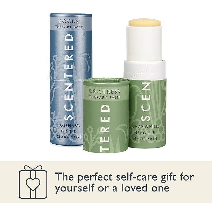 Scentered Aromatherapy Balm Stick Duo for Stress-Relief & Focus - Roll On Essential Oil Blends of Rosemary, Mint, Chamomile - Aromatherapy Gifts for Women - De-Stress & Focus - Bloomnest