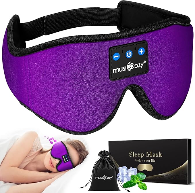 MUSICOZY Sleep Headphones, Bluetooth Sleep Mask Headband Headphones Sleeping Eye Mask, Wireless Music Earbuds Earphones with HD Headphone Ultra-Thin Stereo Speakers for Side Sleepers Men Women - Bloomnest