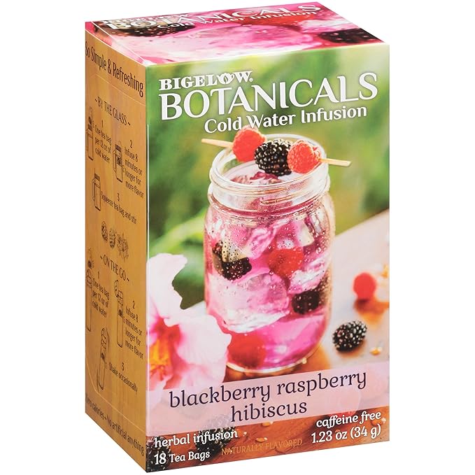 Bigelow Botanicals Cold Water Infusion Blackberry Raspberry Hibiscus Tea Bags 18 Count Box (Pack of 3), Herbal Infusion, Caffeine Free, 54 Tea Bags Total - Bloomnest