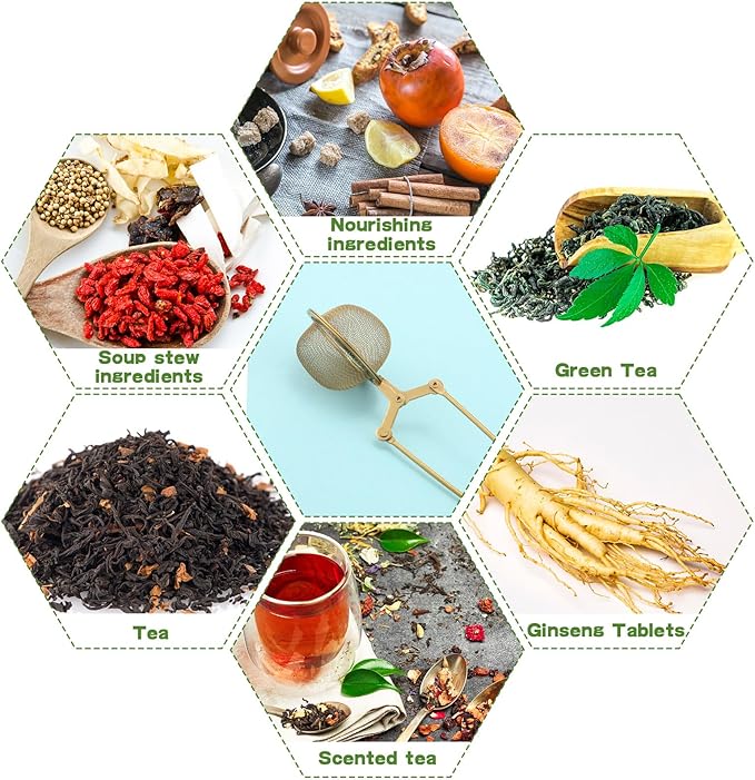 Yinder 20 Pcs Loose Leaf Tea Infuser Stainless Steel Mesh Snap Tea Ball Strainers with Handle Metal (Gold)