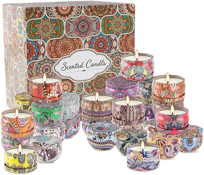 Scented Candles Gifts Set 36 Pack Soy Wax Travel Tin Jar Candles for Home 2.5 OZ Scented Candles for Mom for Christmas, Birthday, Thanksgiving, Mother's Day - Bloomnest