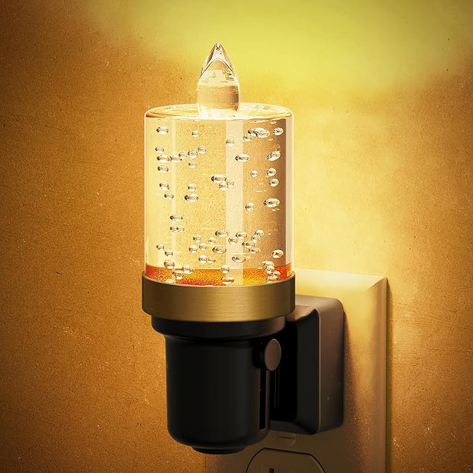 JandCase LED Night Light, Candle Night Lights Plug into Wall Amber, Auto On/Off Light Sensor Nightlight, 0-100LM Brightness Dimmbale Nightlight, for Bathroom Hallway Bedroom Kids Room - Bloomnest