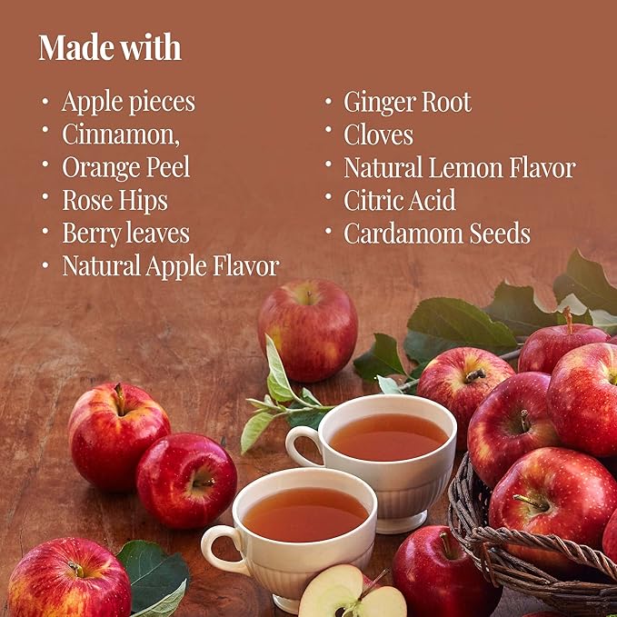 The Republic of Tea - Hot Apple Cider Tea, 36 Tea Bags, Tin | Harvest Herbal Blend | Caffeine-free - Bloomnest