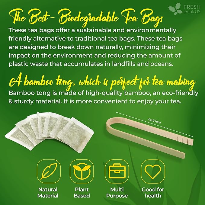 FreshDrinkUS, Premium Bamboo Leaf Tea Bags | 40 Count | Naturally Light & Refreshing Caffeine-Free Herbal Tea – From 100% Natural Bamboo Leaves. Sugar-Free. Vegan - Bloomnest