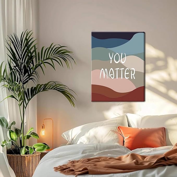 YHCTHT You Matter Canvas Wall Art – Framed Inspirational Positive Affirmation Wall Decor, Motivational Painting Artwork Prints for Bedroom, Home Office, or Meditation Room – 12x16in - Bloomnest