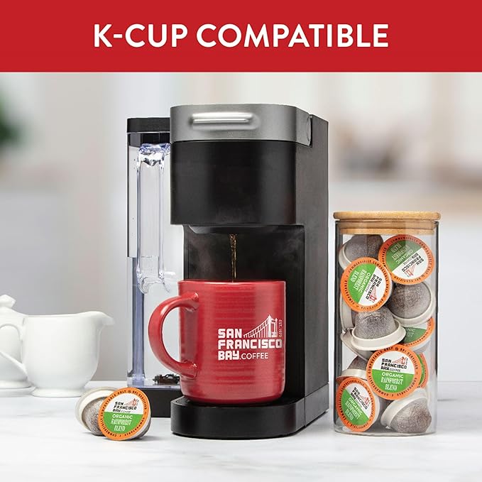 San Francisco Bay Compostable Coffee Pods - Organic Rainforest Blend (120 Ct) K Cup Compatible including Keurig 2.0, Medium Dark Roast - Bloomnest